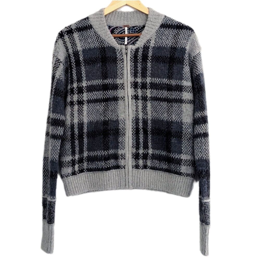 Free People Black Bomber Jacket with Ribbed Details